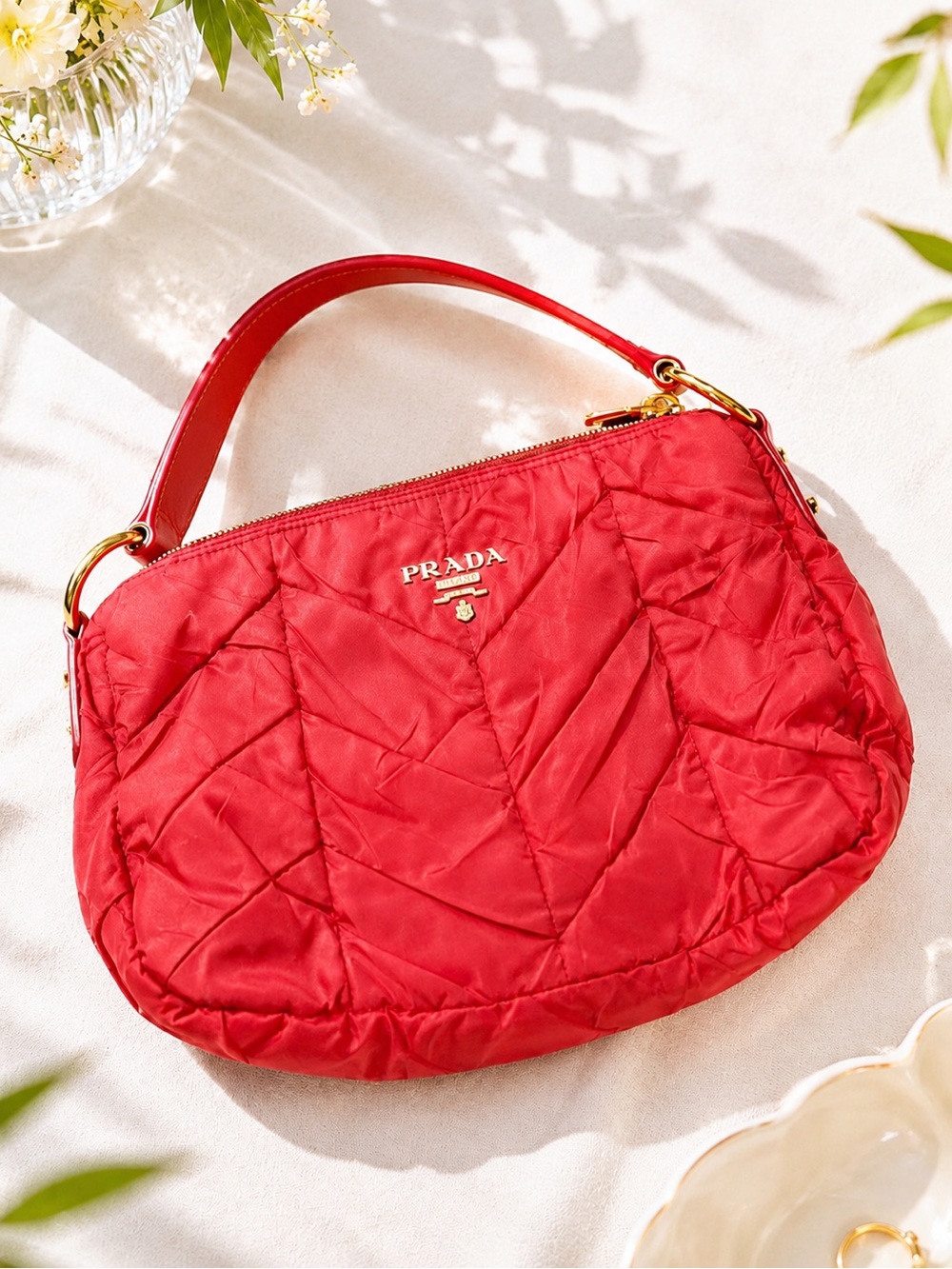 Prada Vintage Zip Handbag Tessuto Orange
Nylon Handbag